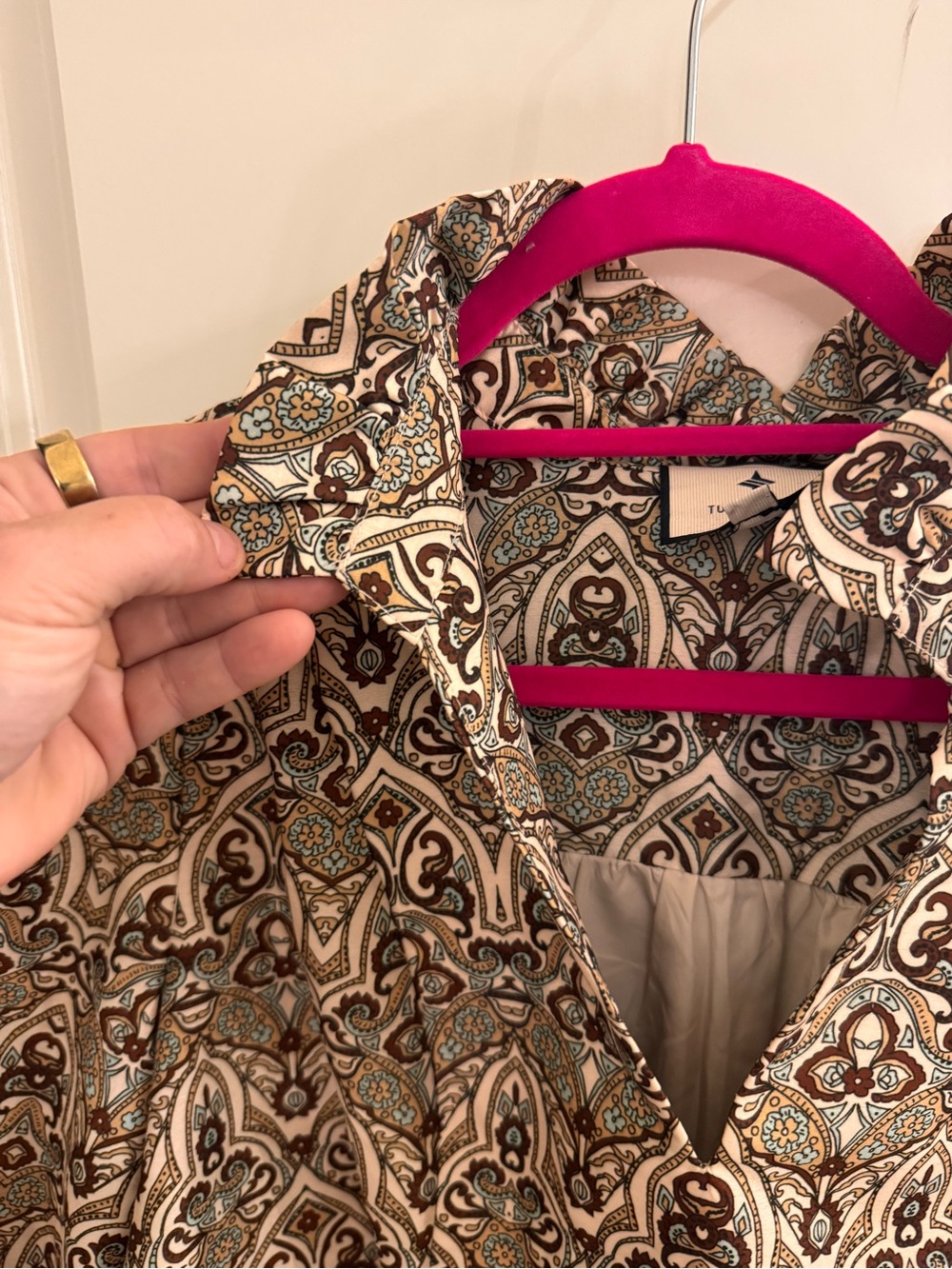 Tuckernuck Cream and Brown Patterned Peplum Tunic Dress - Picture 3 of 8